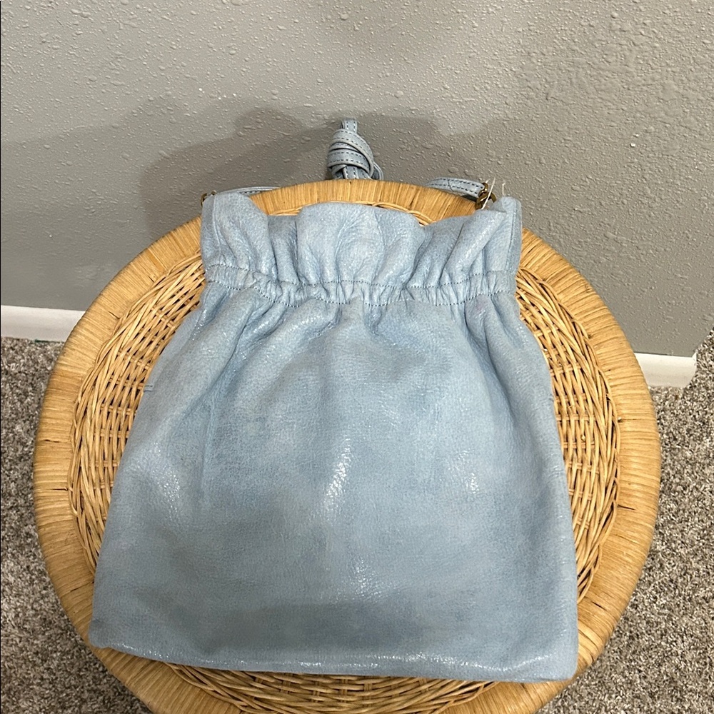 HOBO Prose Powder Blue Leather Drawstring Crossbody - Picture 2 of 11